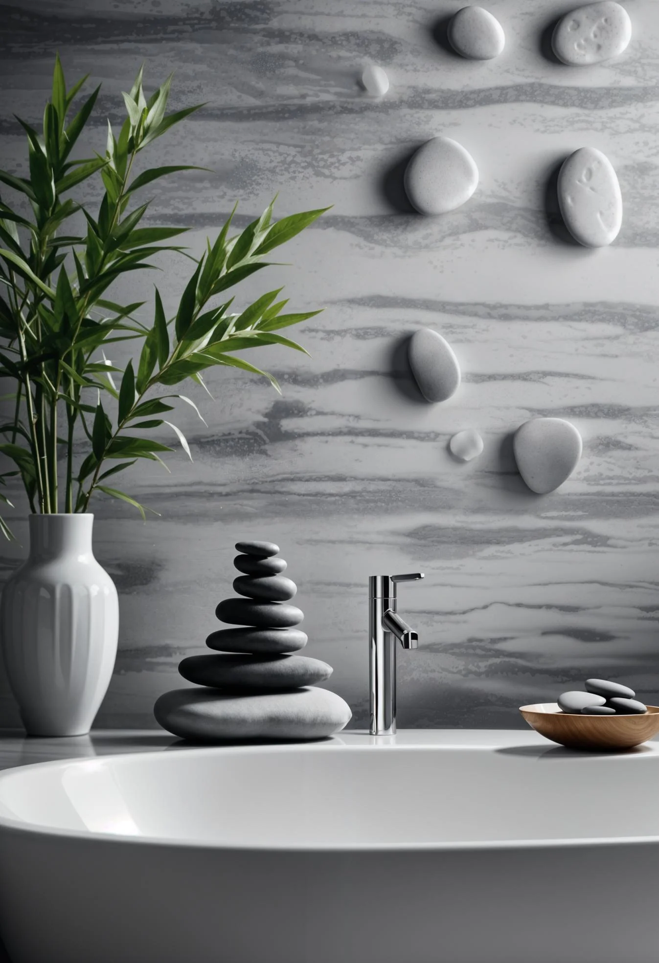 15 Stunning Bathroom Wallpaper Trends to Try Now 41 12. Serenity Stones Bathroom Wallpaper-1