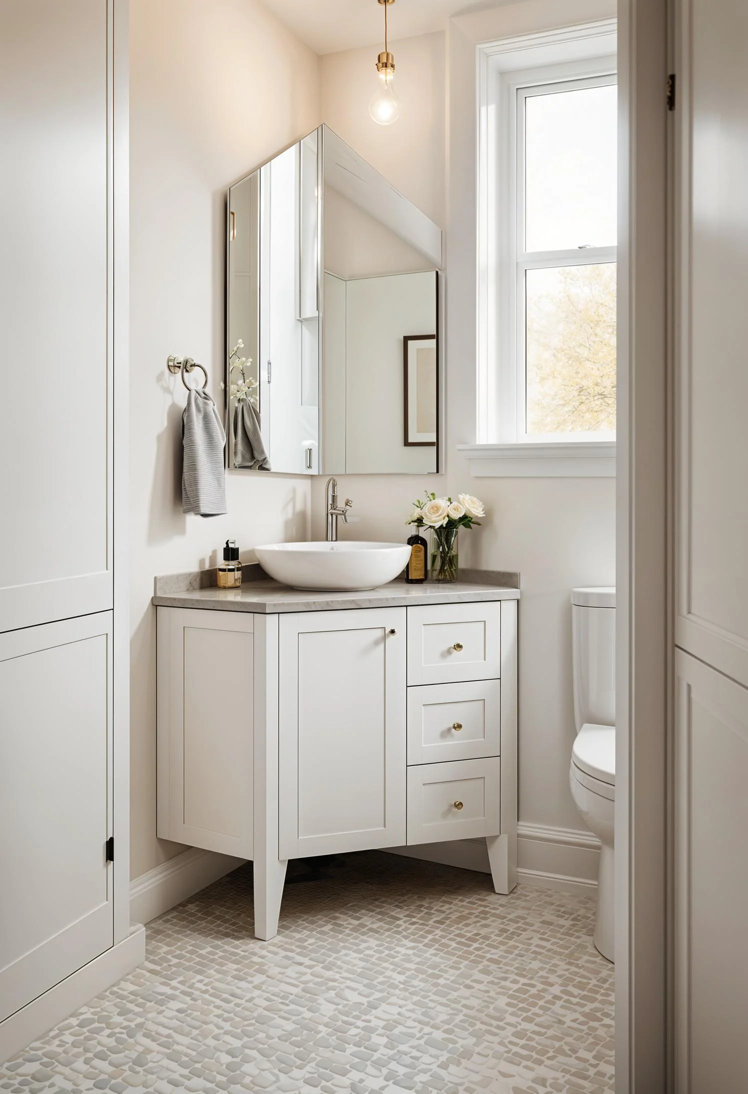 3. Space-Saving Corner Sink Vanity-1