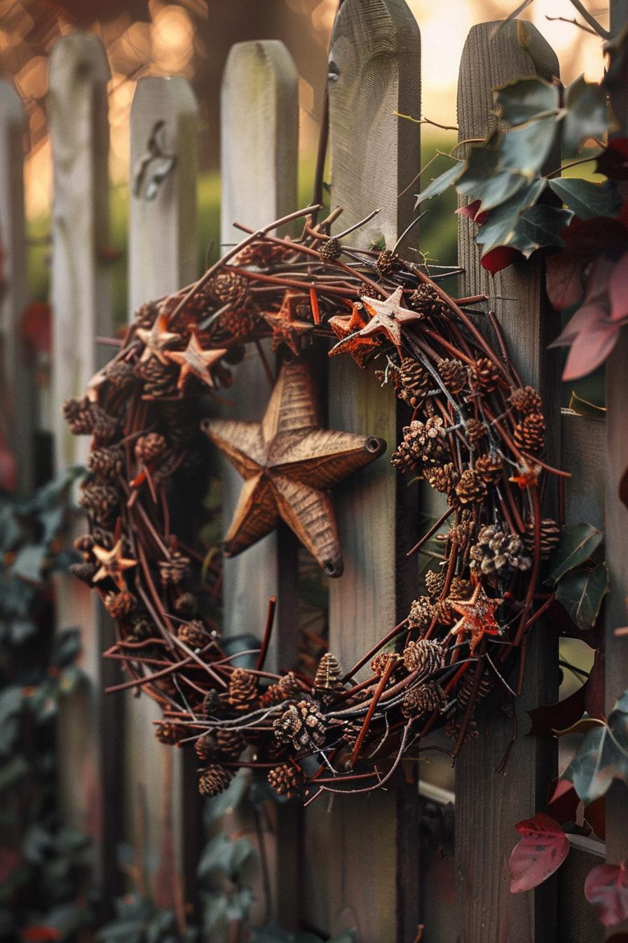 20. Star Twig Wreath for Fence-0