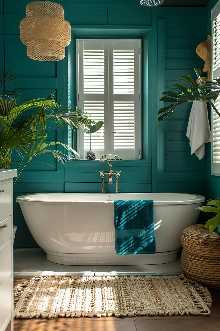 4. Teal Dream: Lively Bathroom Vibes-0