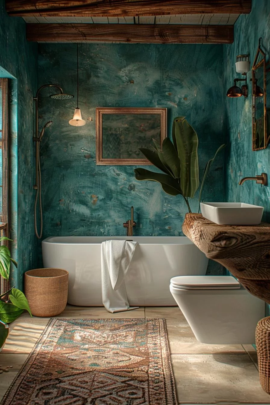 4. Teal Dream: Lively Bathroom Vibes-1