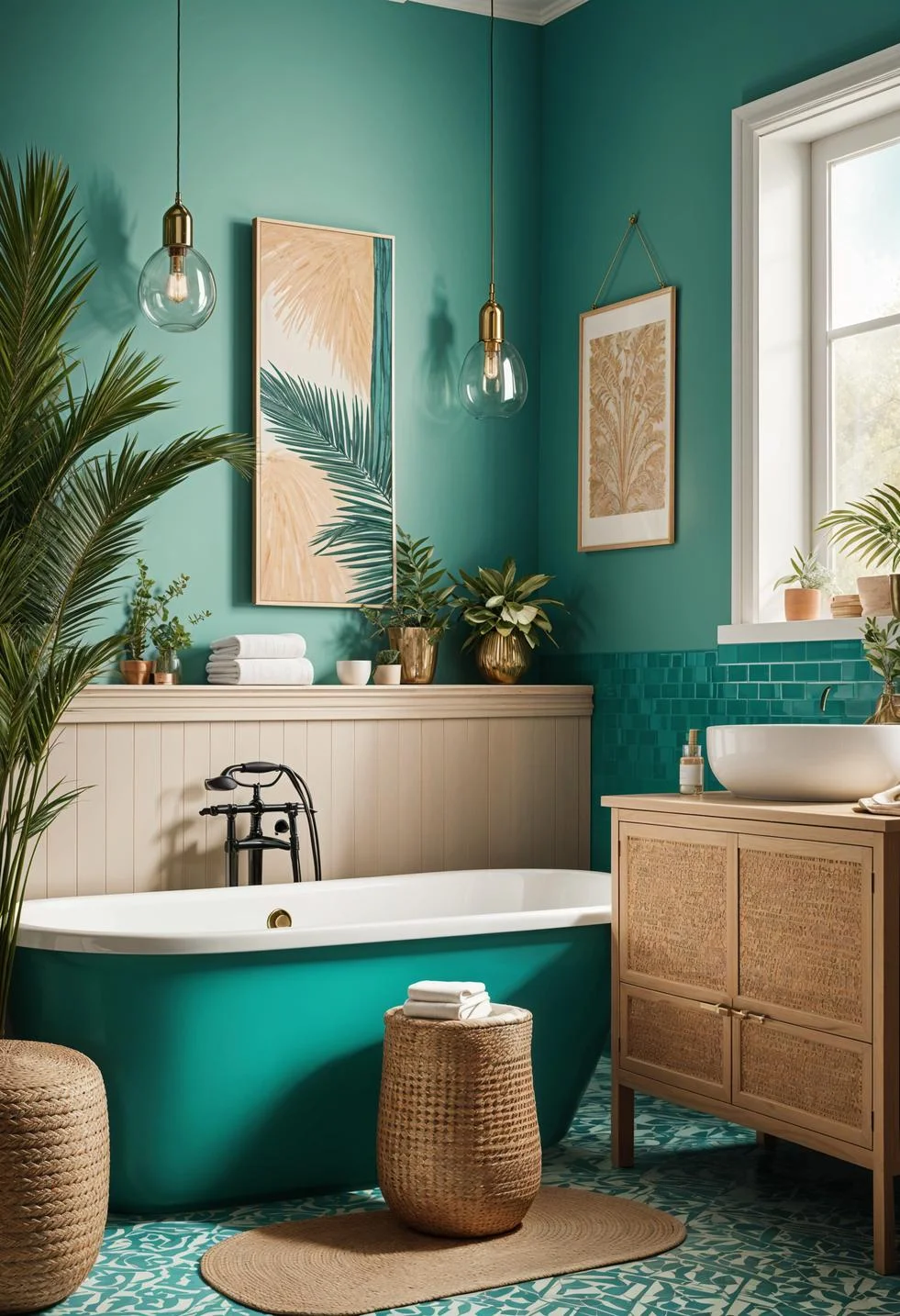 4. Teal Dream: Lively Bathroom Vibes-2