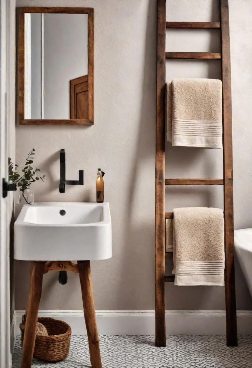 13. Towel Storage with Decorative Ladder-0