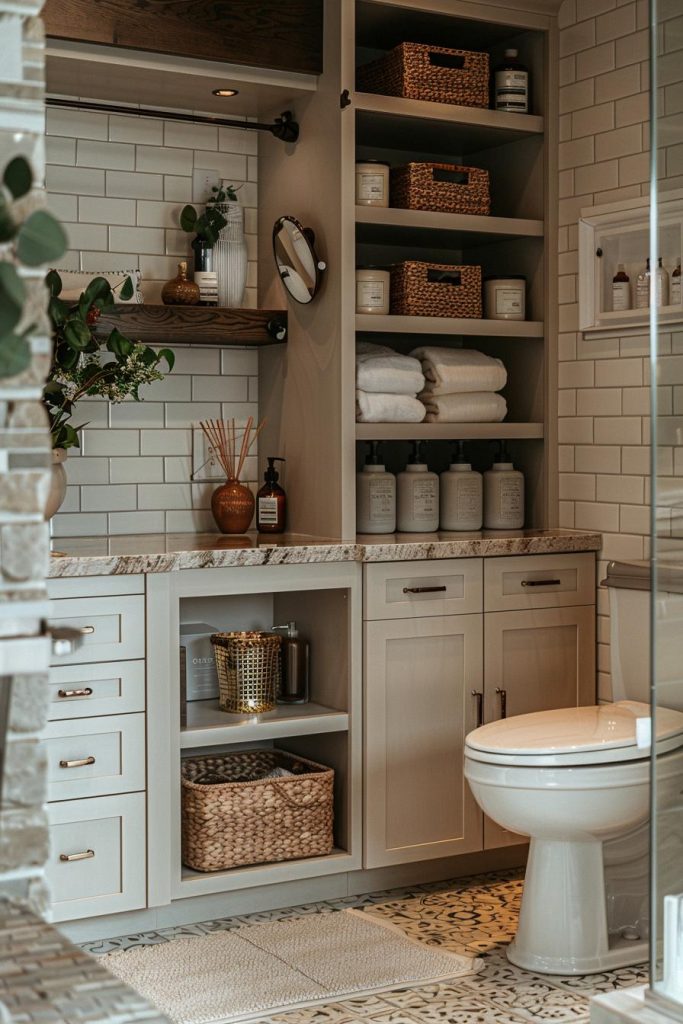 15 Genius & Gorgeous Bathroom Shelf Ideas You Must See - Lovely Harbor