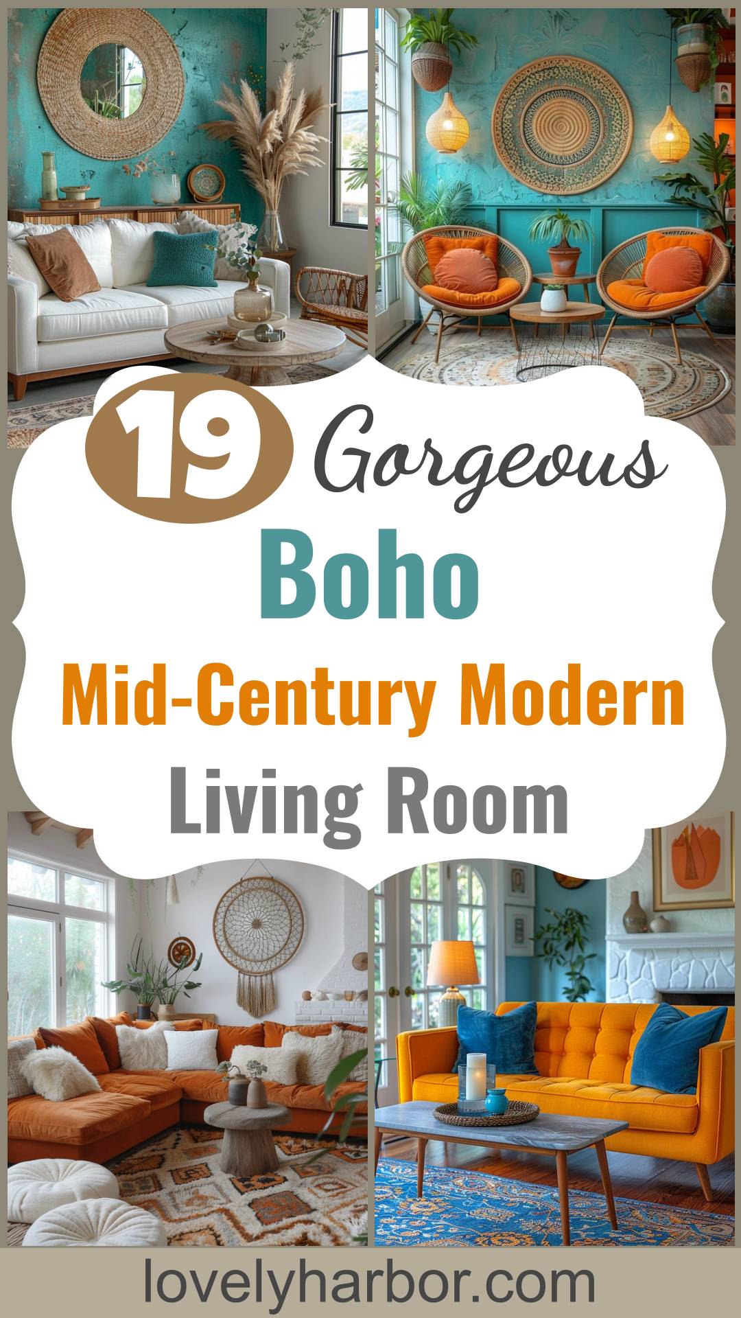 19 Gorgeous Boho Mid-Century Modern Living Room - Lovely Harbor