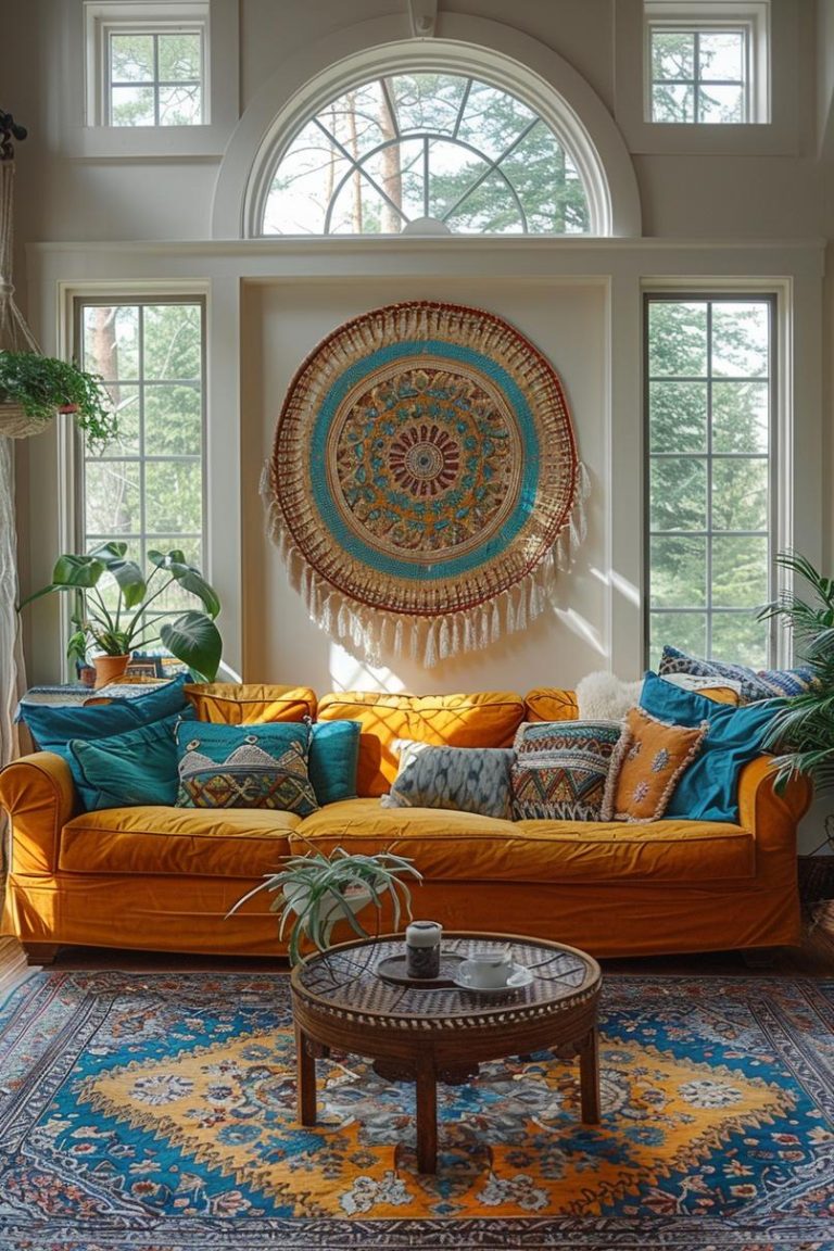 19 Gorgeous Boho Mid-Century Modern Living Room - Lovely Harbor