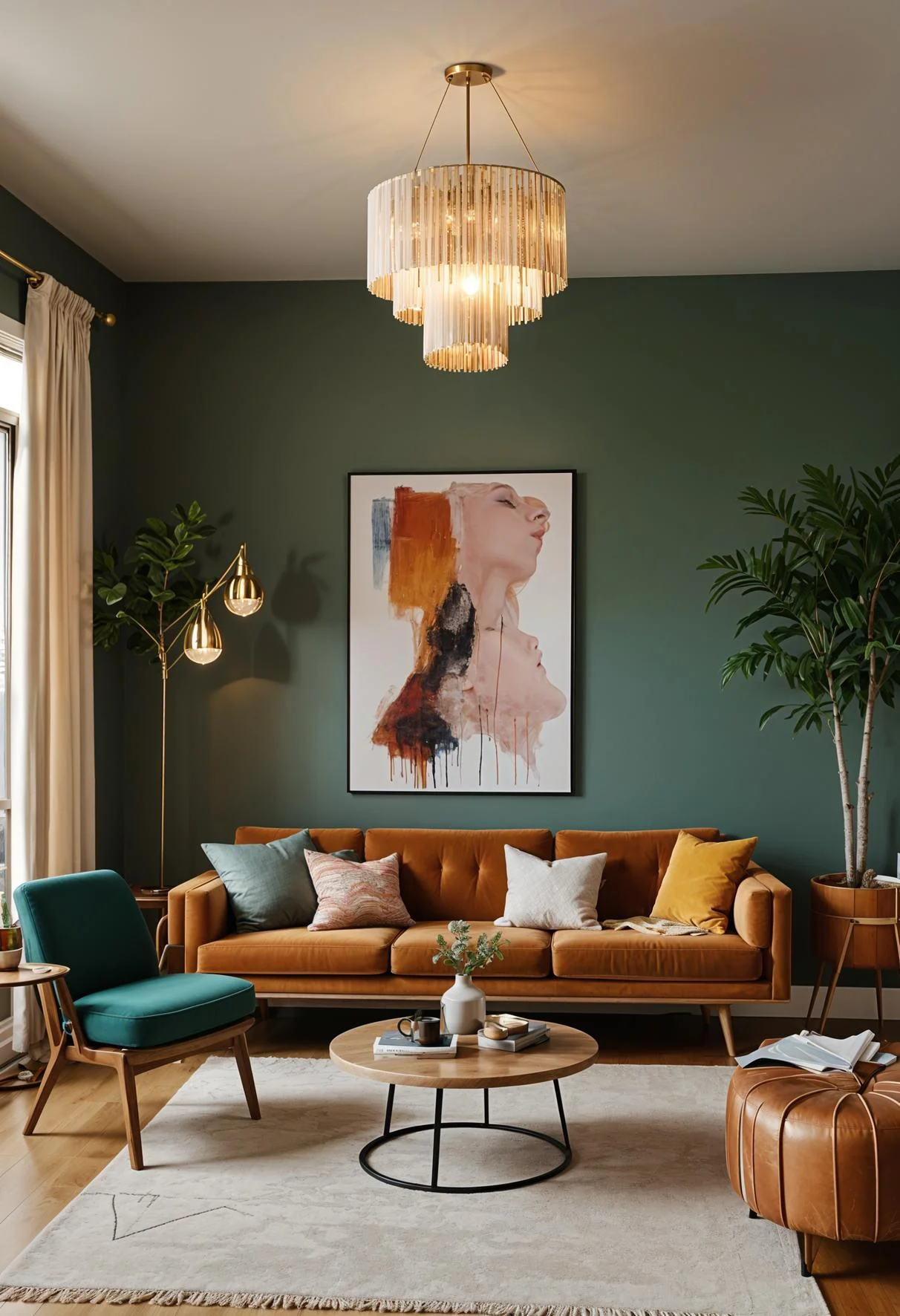 19 Gorgeous Boho Mid-Century Modern Living Room 14 5. Boho Mid-Century Lighting Fixtures-0