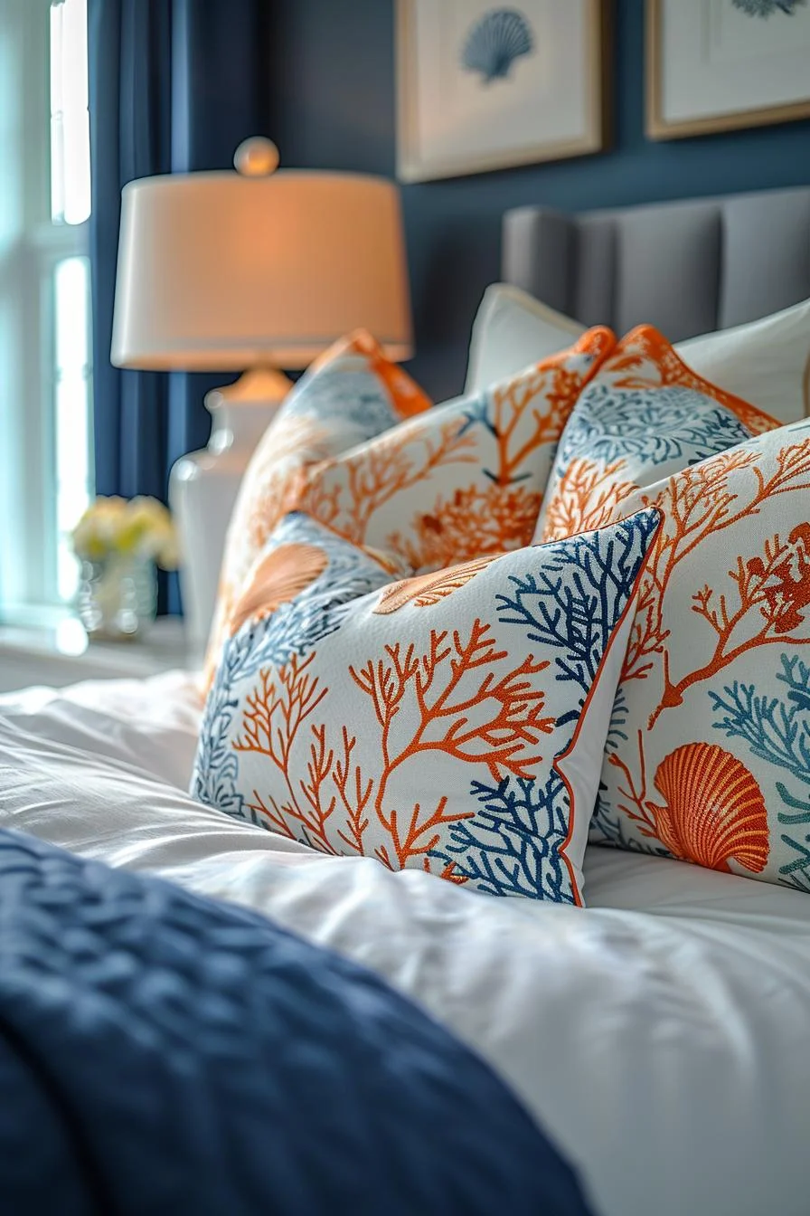 21 Modern Coastal Bedroom Ideas for a Relaxing Retreat 44 17. Chic Coastal Throw Pillow Ideas-1