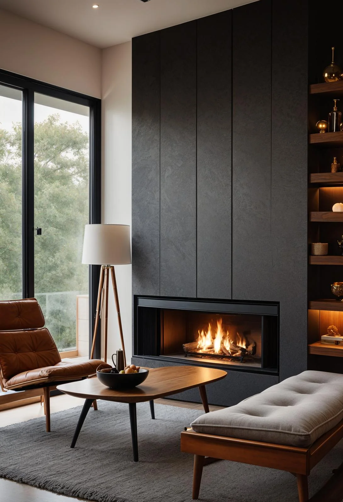 4. Chic Fireplace Wall with Benches-1