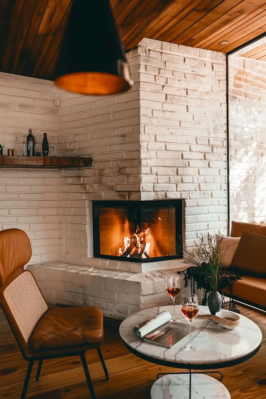 4. Chic Fireplace Wall with Benches-2