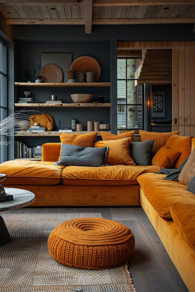 Mid Century Modern Moody Living Room
