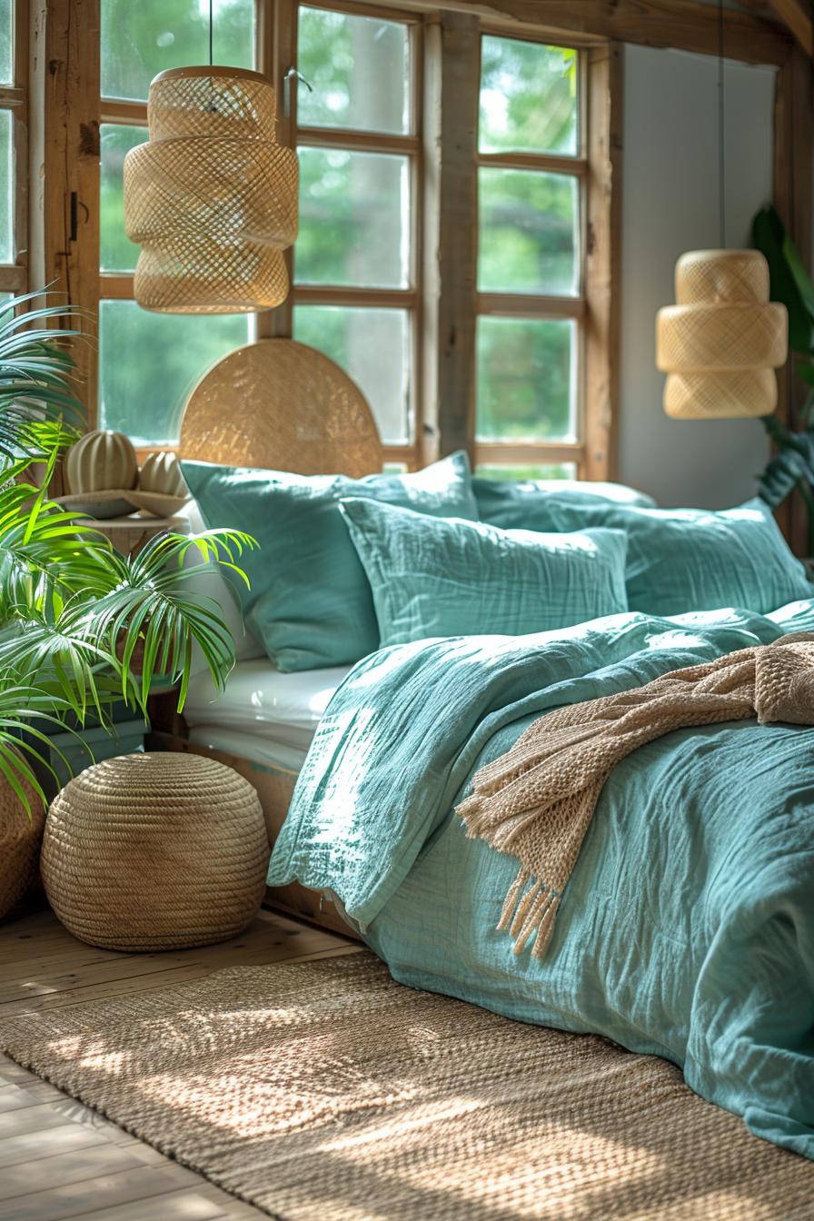 5. Coastal Bedding in Aqua & Sand-0