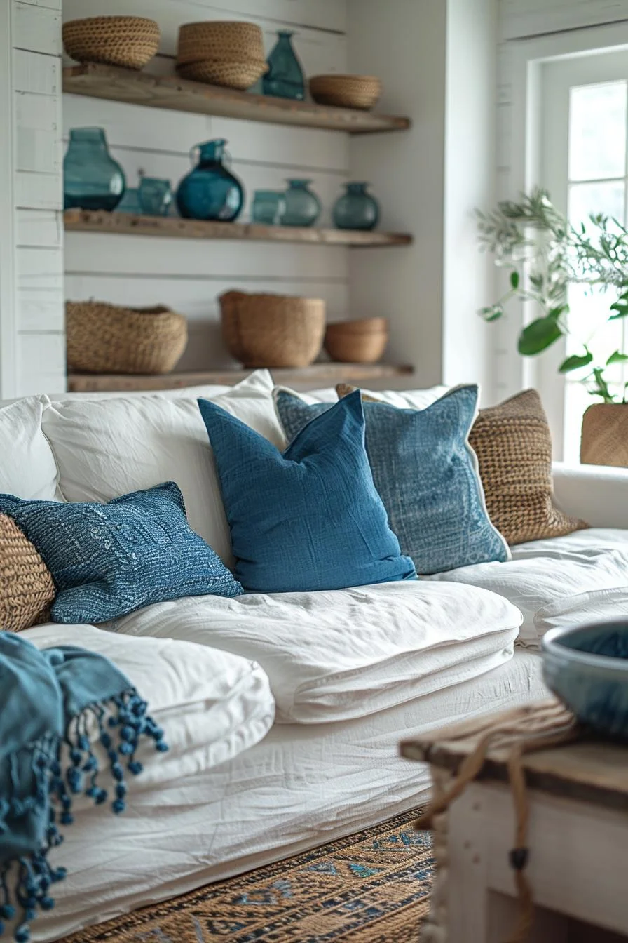 15 Stunning Boho Coastal Living Room Ideas for a Beachy Home 54 10. Coastal Boho Shiplap Wall Decor-1