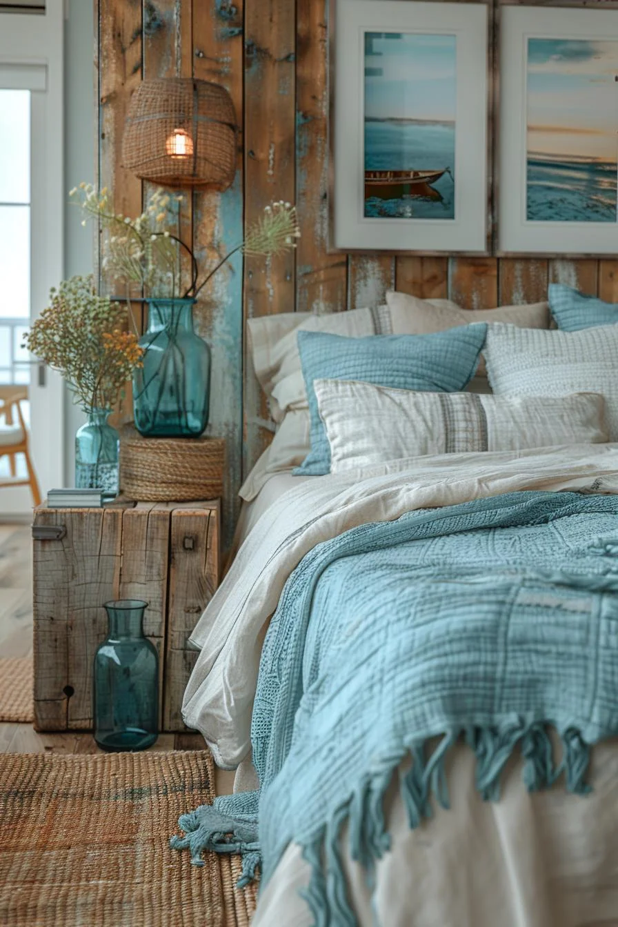 21 Modern Coastal Bedroom Ideas for a Relaxing Retreat 38 15. Coastal Charm: Weathered Fence Bed-1