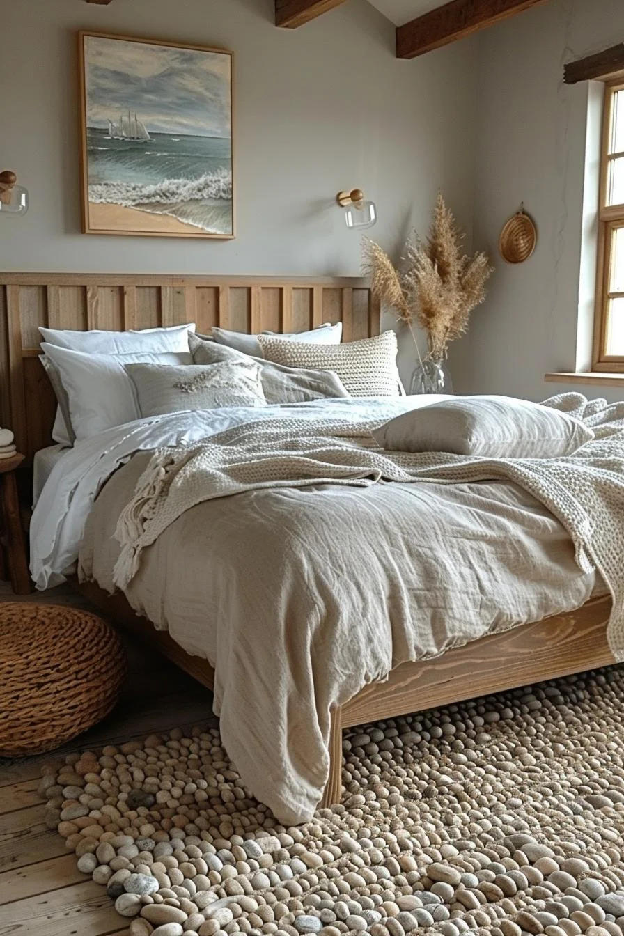21 Modern Coastal Bedroom Ideas for a Relaxing Retreat 19 8. Coastal Stone-Inspired Rug Styles-0