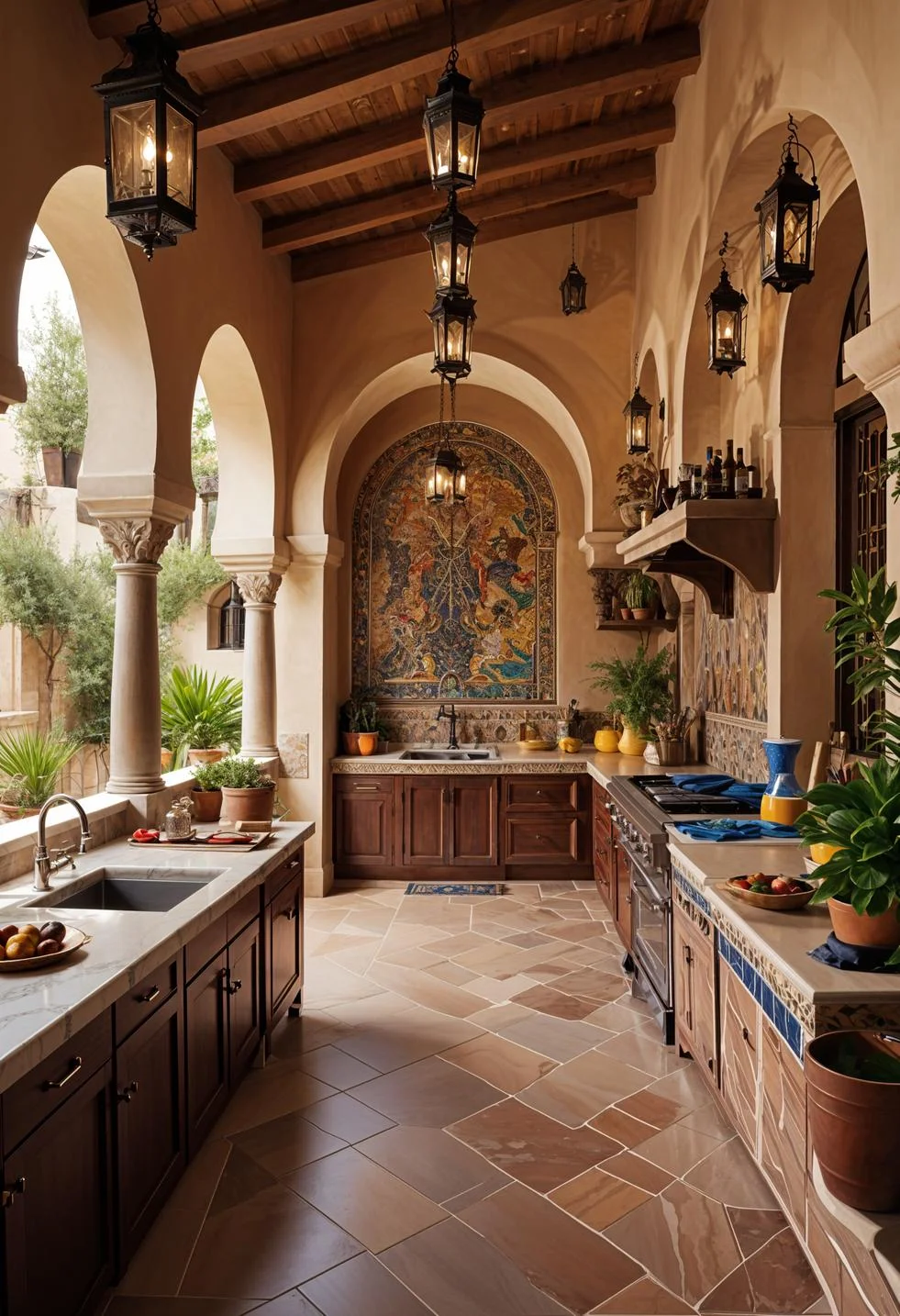 12. Colorful Moroccan Patio Kitchen-1