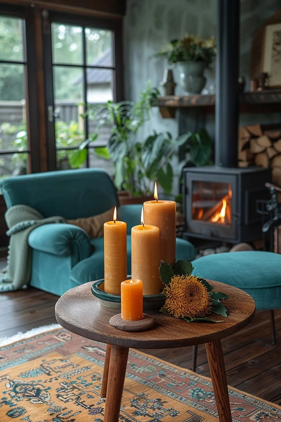 19 Gorgeous Boho Mid-Century Modern Living Room 46 15. Eclectic Candle Holder Pairings-2