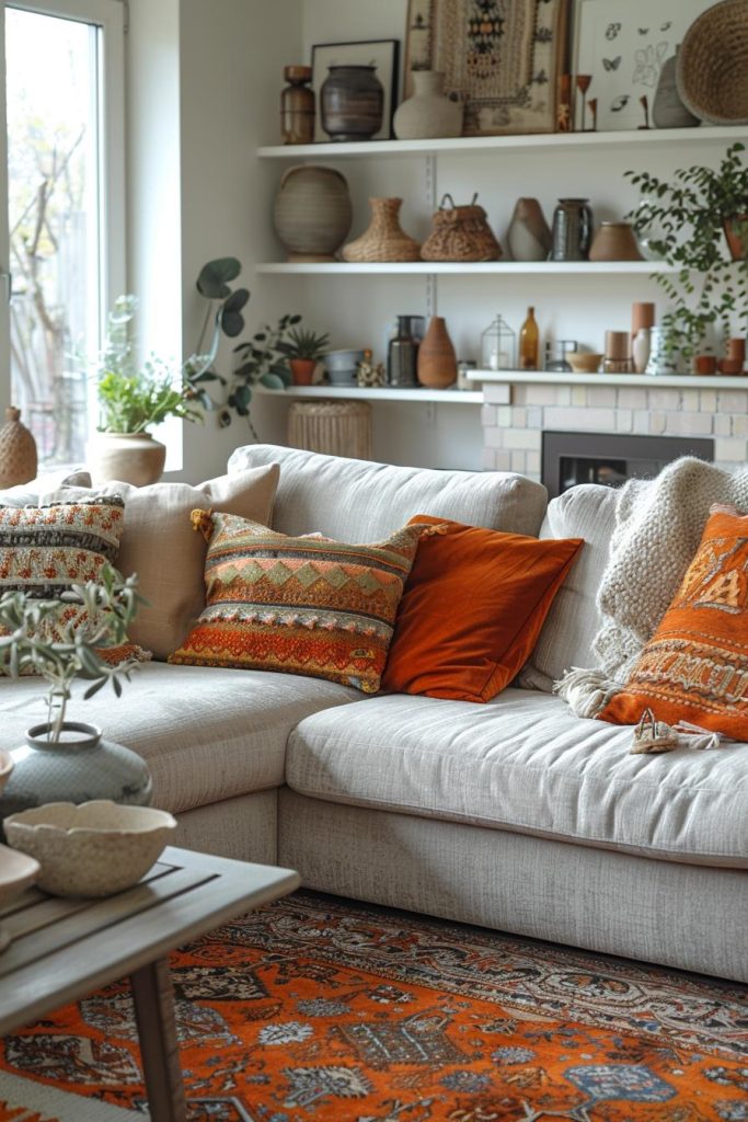 19 Gorgeous Boho Mid-Century Modern Living Room - Lovely Harbor