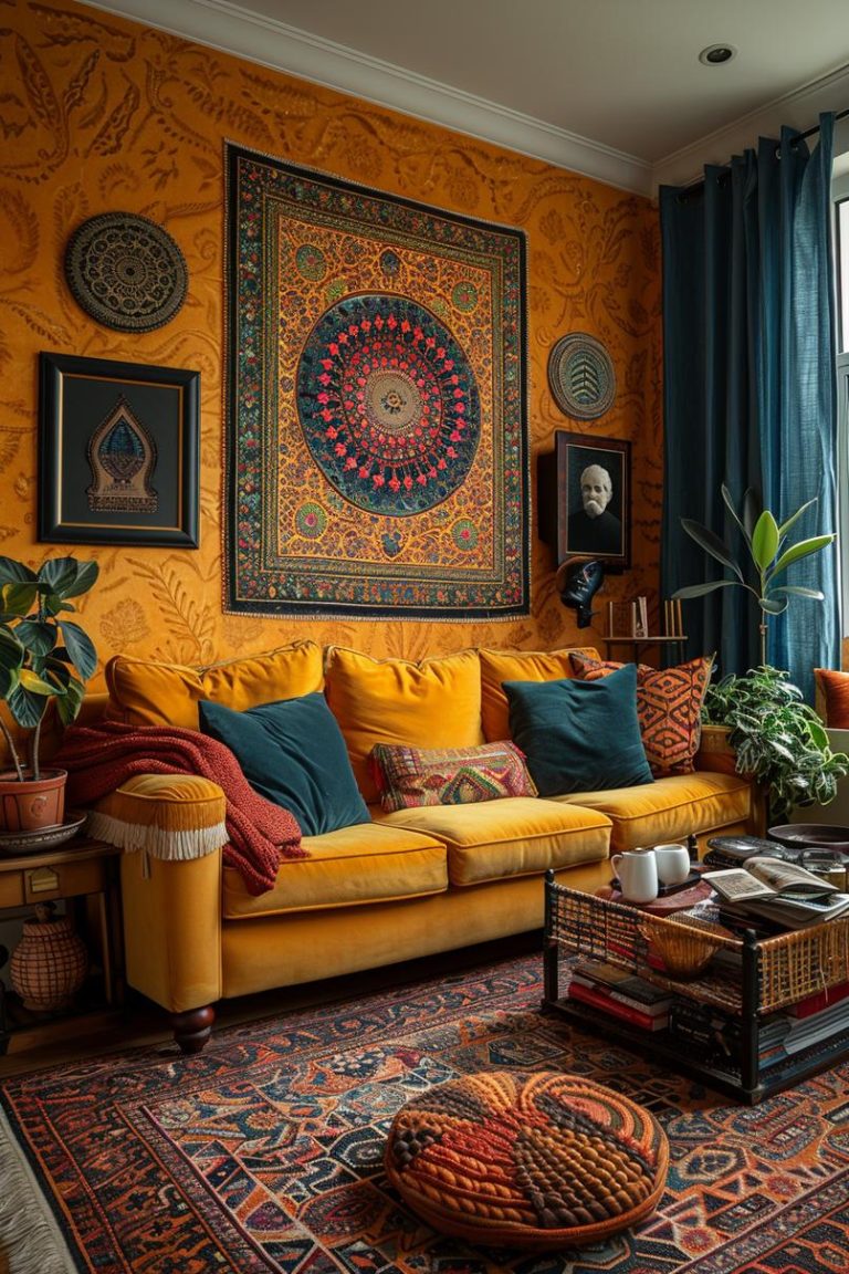 19 Gorgeous Boho Mid-Century Modern Living Room - Lovely Harbor