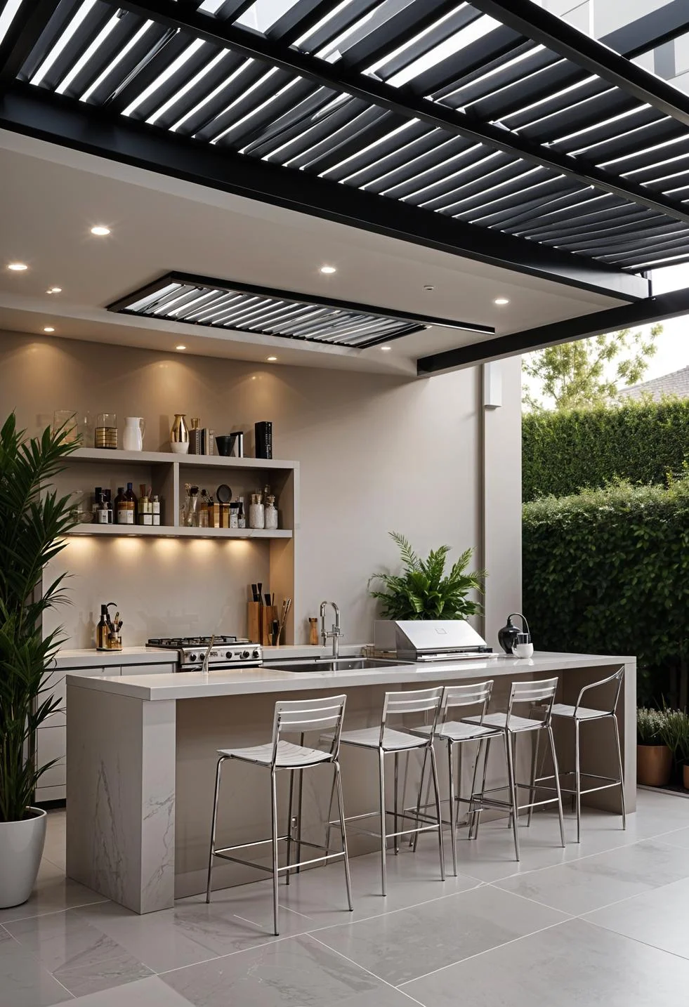 2. Modern Patio Kitchen with Pergola-1
