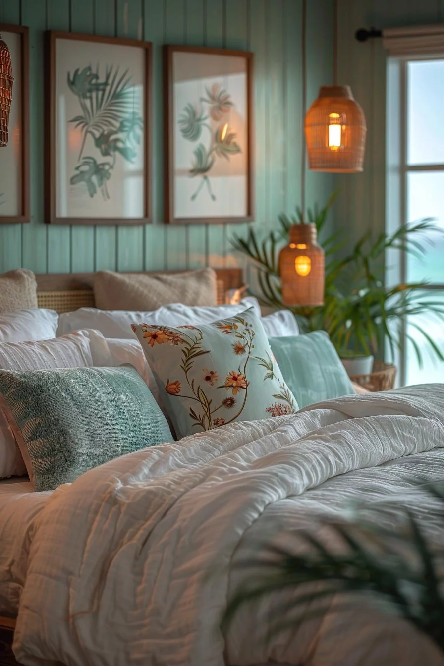 21 Modern Coastal Bedroom Ideas for a Relaxing Retreat 22 9. Nature-Inspired Coastal Bedroom Art-1