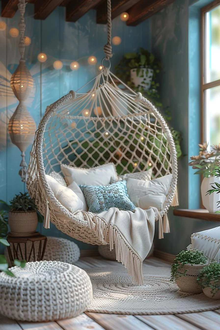 15 Stunning Boho Coastal Living Room Ideas for a Beachy Home 35 6. Nautical Swing Chair Inspiration-2