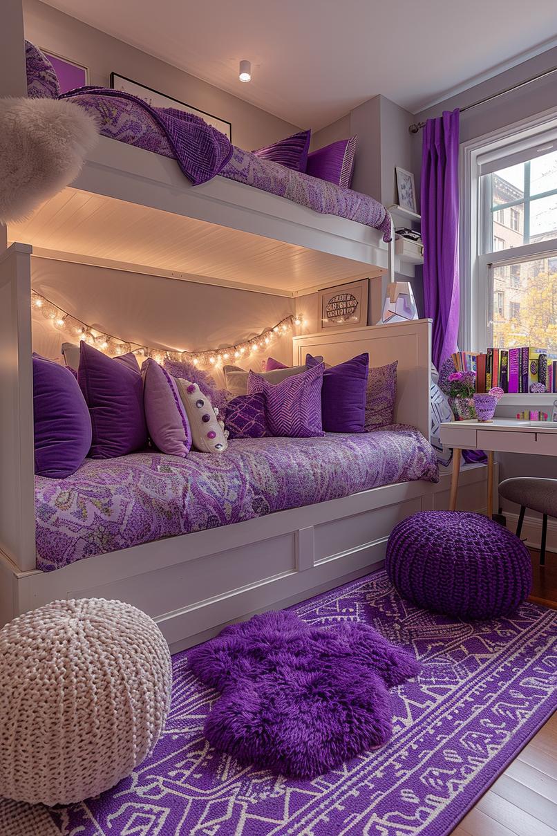 21. Purple & Silver Dorm Decor-1