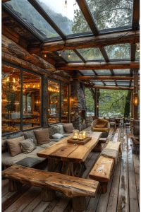 19 Unique Patio Roof Extension Ideas For A Stunning Backyard 1 17. Rustic Cabin Roof Skylight Ideas-2