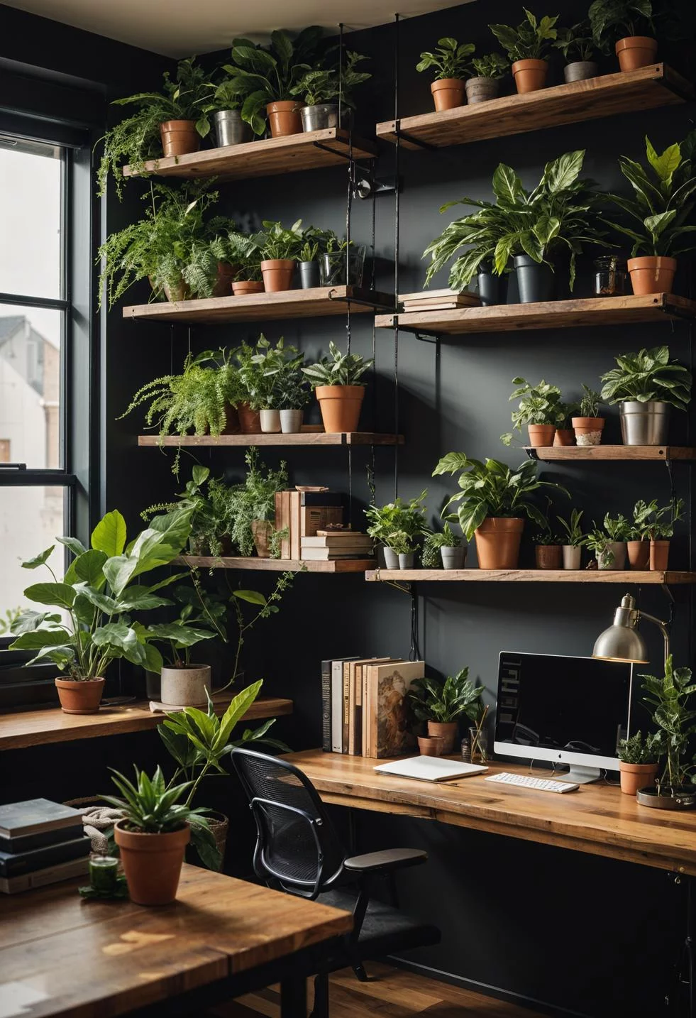 4. Rustic Dorm Room Plant Shelves-2