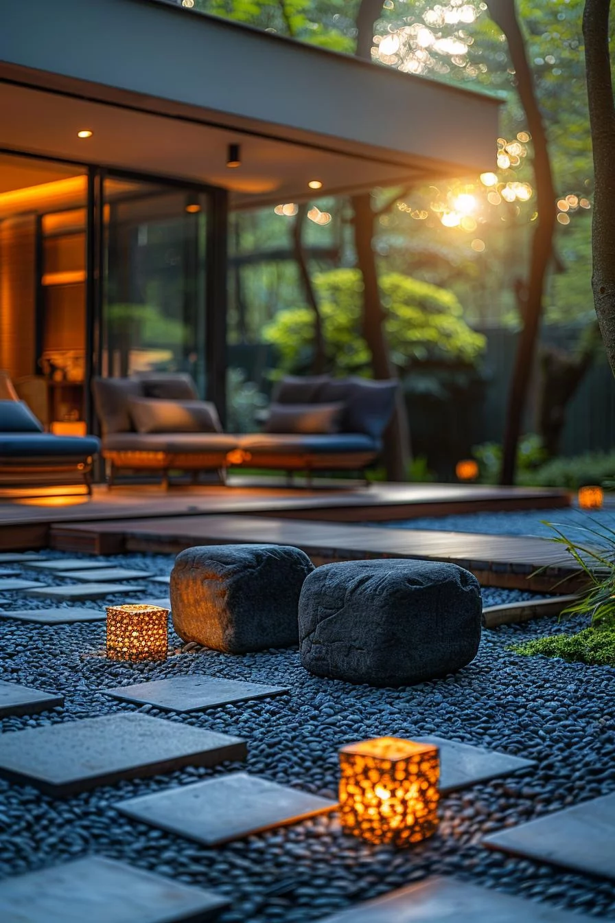 4. Sleek Geometric Gravel Patio Design-2
