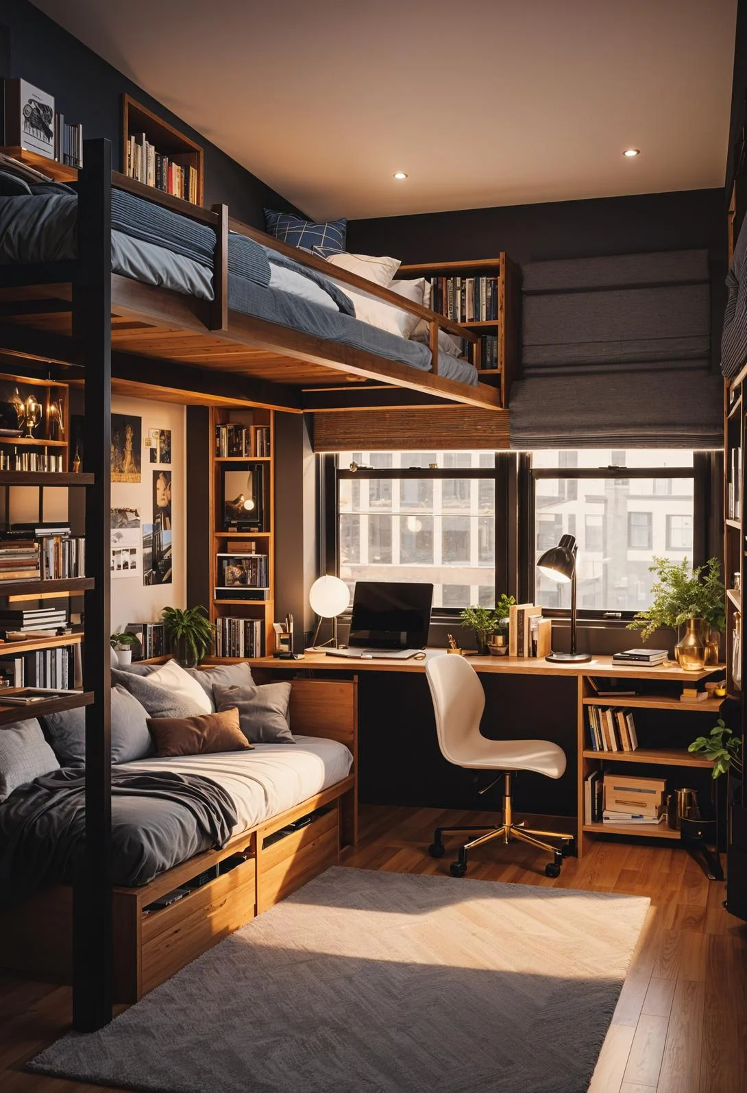 3. Smart Lofted Bed with Study Nook-2