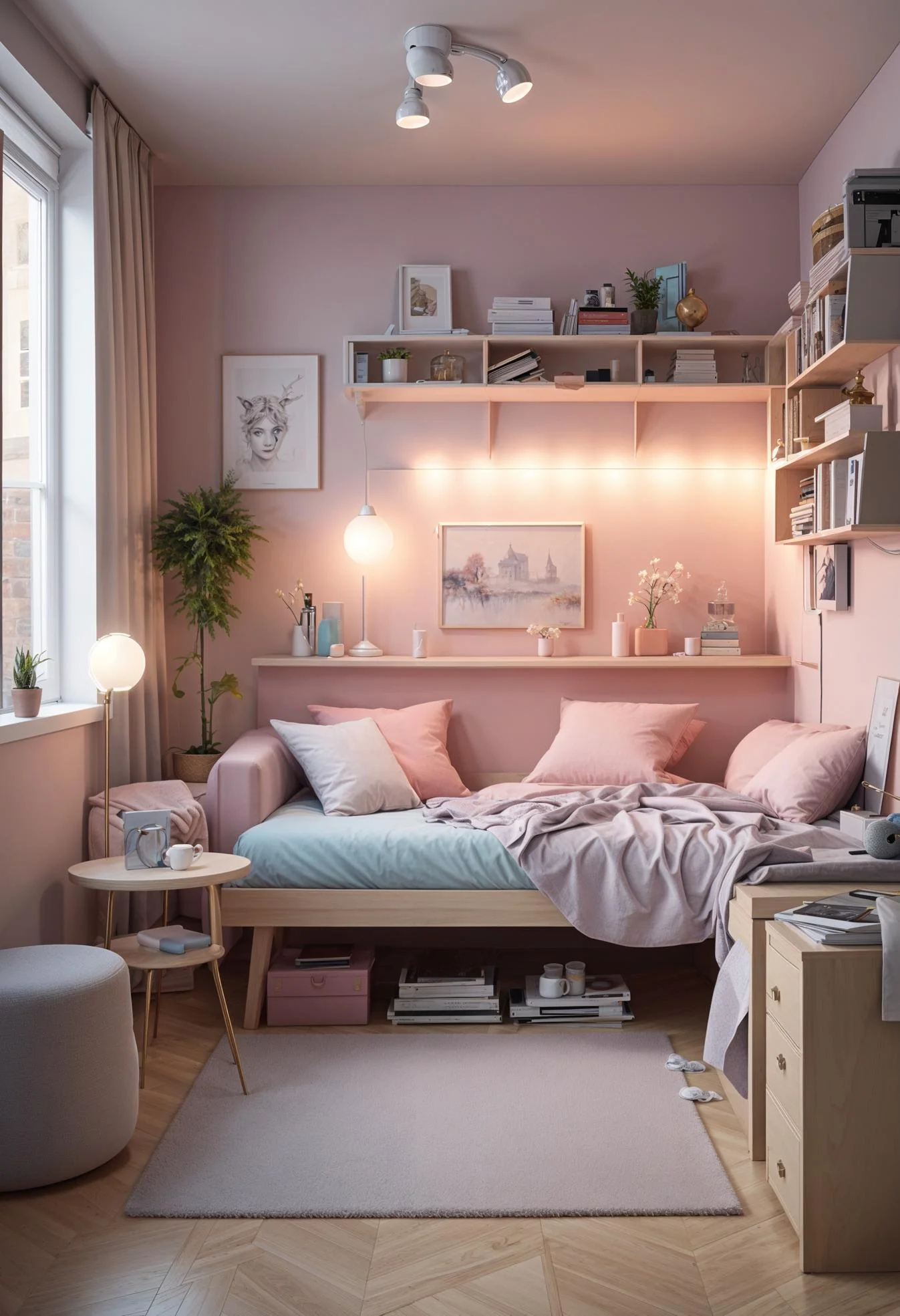19. Soft Pastel Dorm Decor Ideas-2