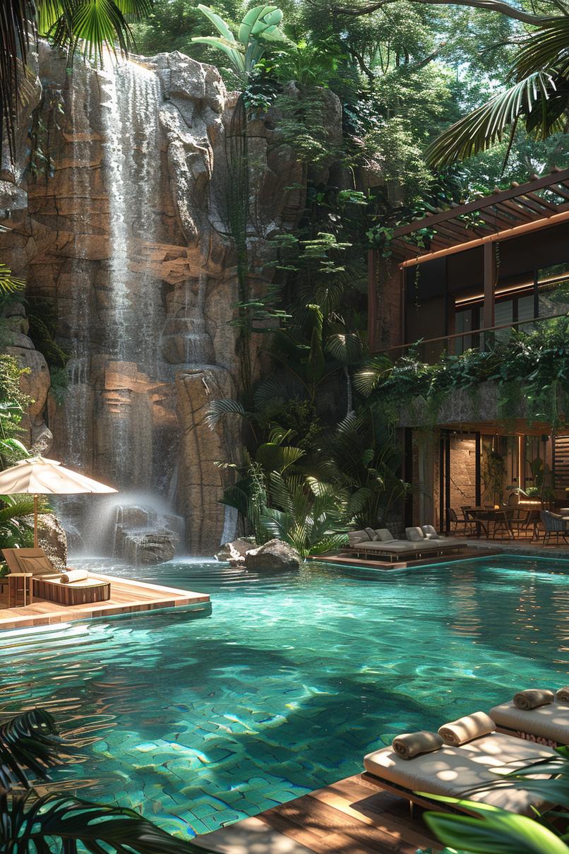 4. Tropical Stone Waterfall Pool Oasis-1