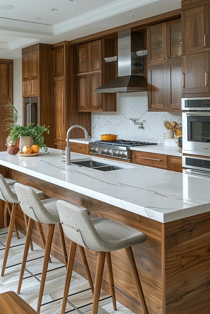 Kitchen 6 1. Walnut & White Quartz Elegance-2