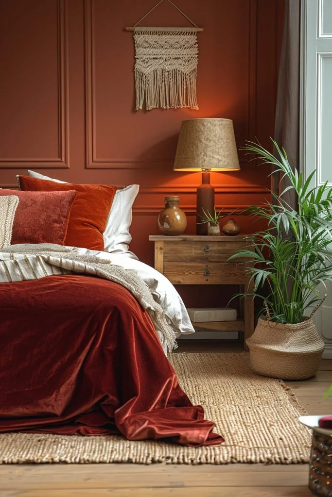stunning earthy modern bedroom idea