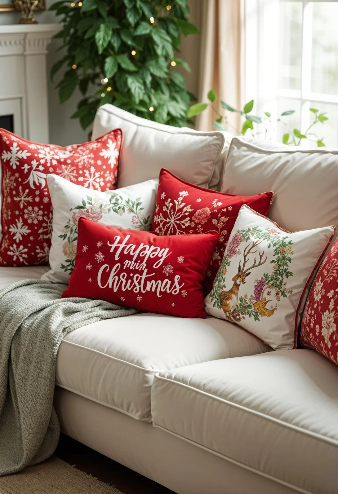 15 Unique Christmas Decor Ideas for Your Living Room 33 7. Cozy Christmas Pillows: Festive Flair-2
