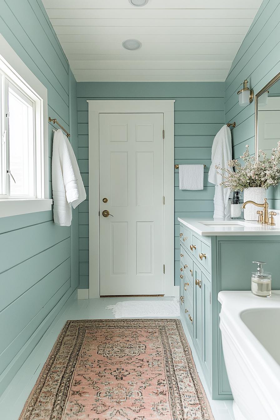 12. Farmhouse Flair: Shiplap Bathroom Walls-1