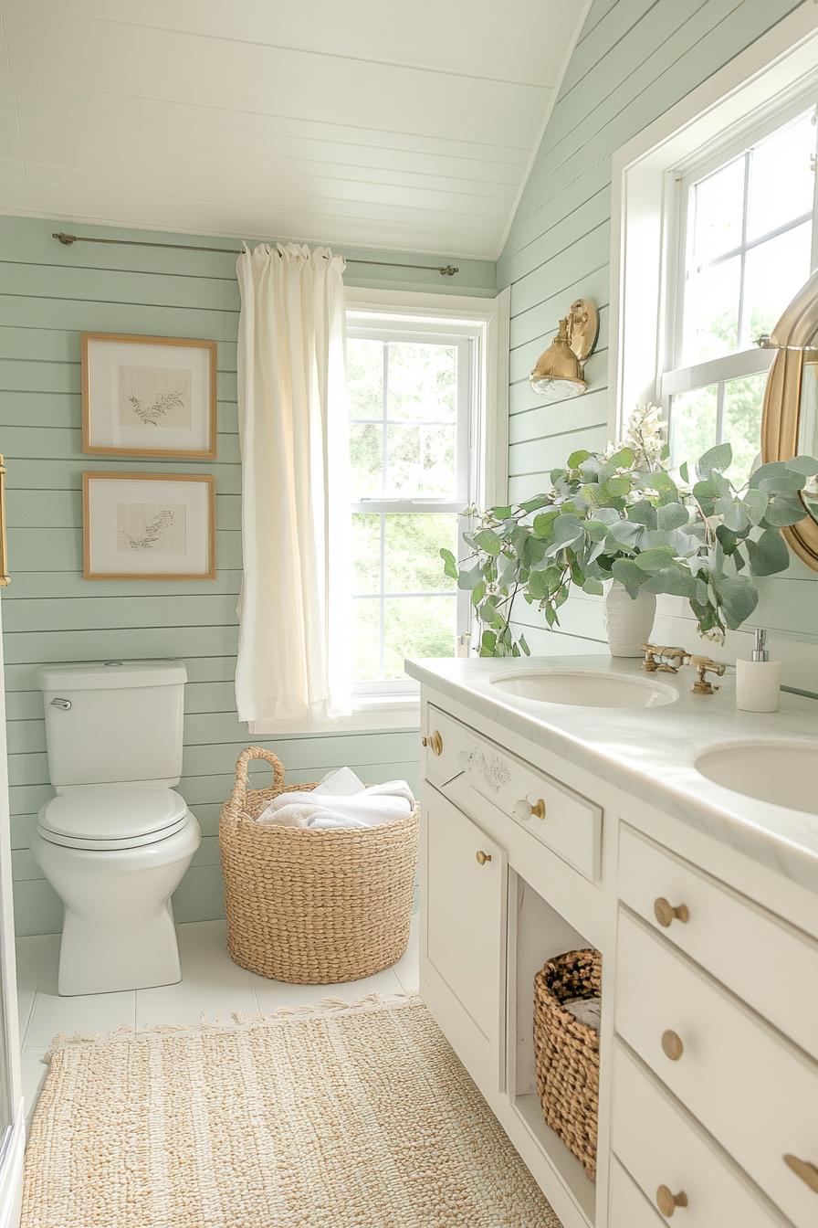 12. Farmhouse Flair: Shiplap Bathroom Walls-2