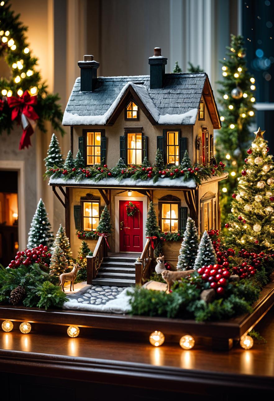 1. Festive Mantel Village Display Ideas-1