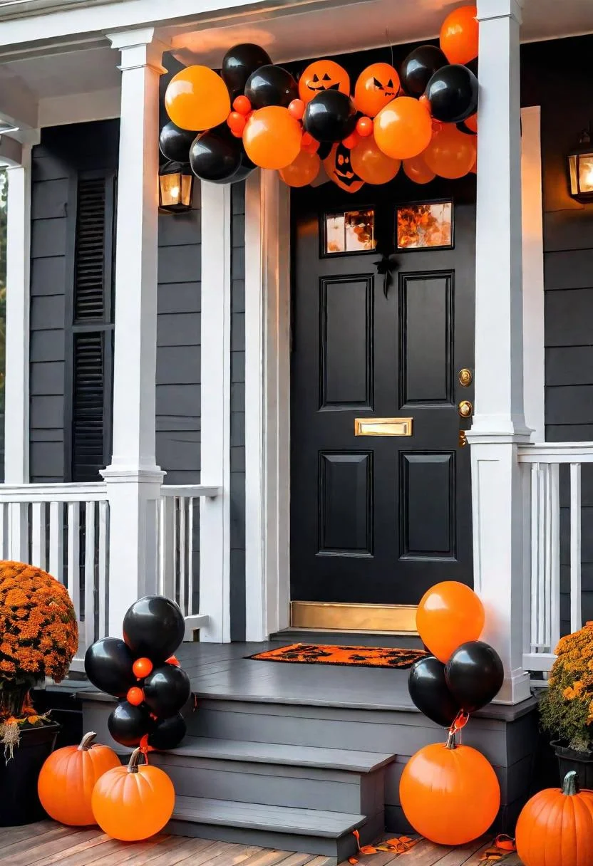 15 Easy DIY Outdoor Halloween Decorations to Try 15 4. Festive Pumpkin Balloon Garlands-0