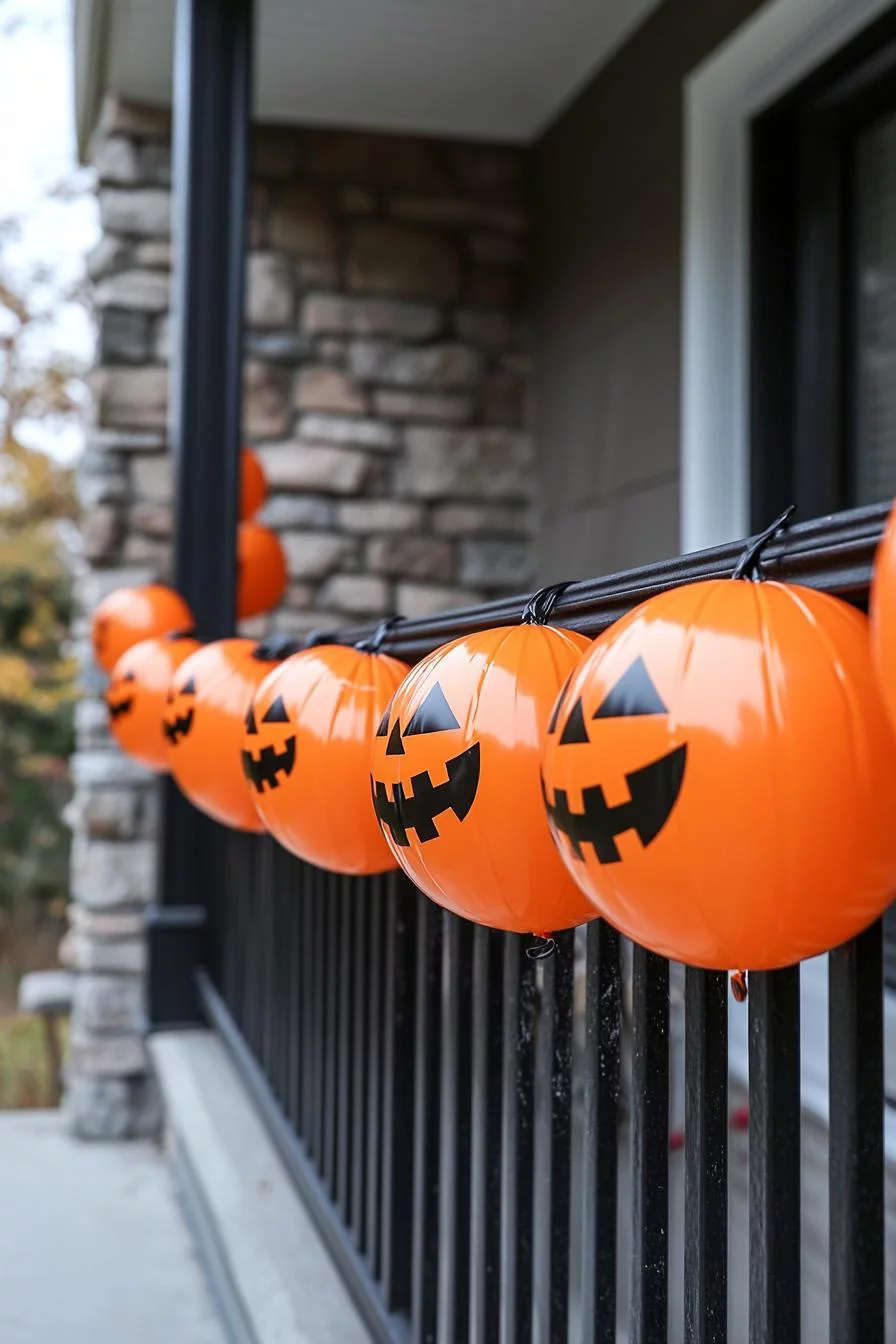 15 Easy DIY Outdoor Halloween Decorations to Try 17 4. Festive Pumpkin Balloon Garlands-2