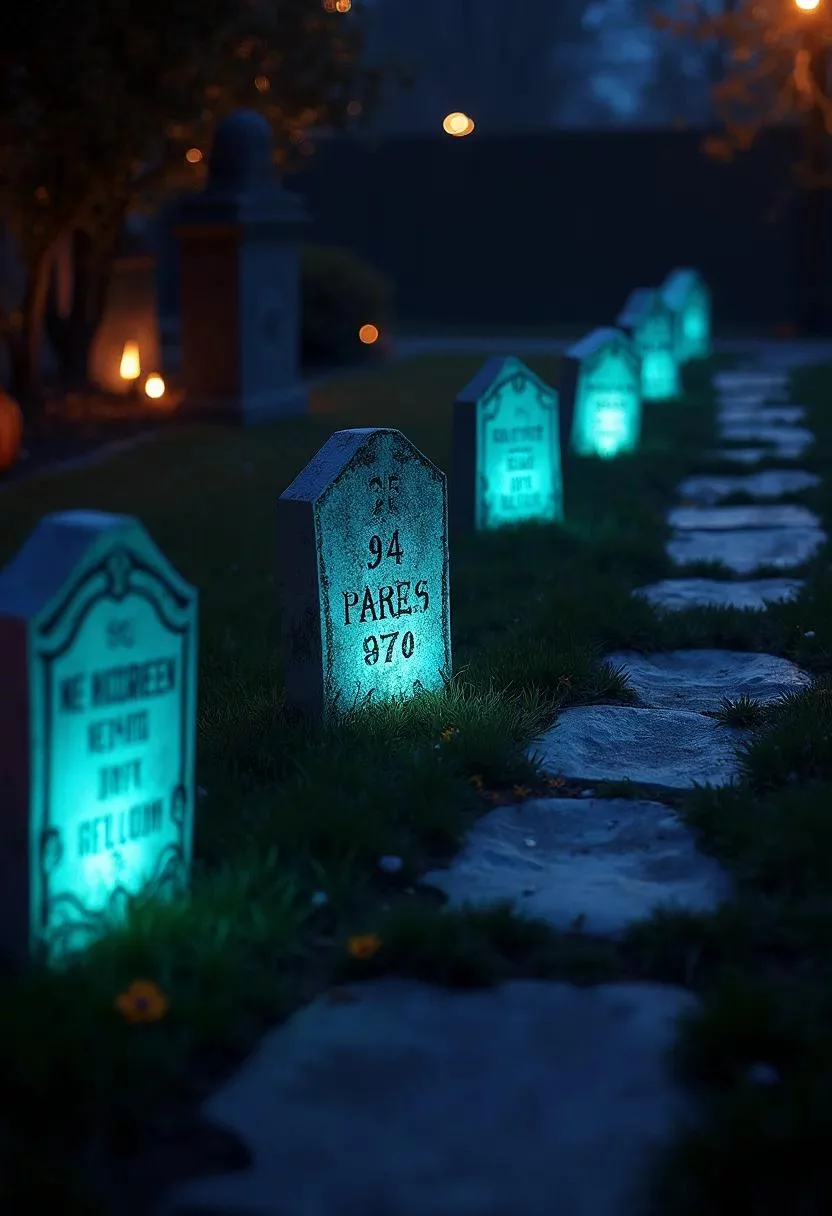 15 Easy DIY Outdoor Halloween Decorations to Try 55 13. Foam Graveyard Glowstones-1