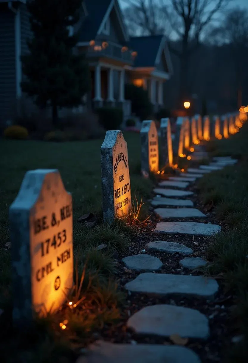 15 Easy DIY Outdoor Halloween Decorations to Try 56 13. Foam Graveyard Glowstones-2