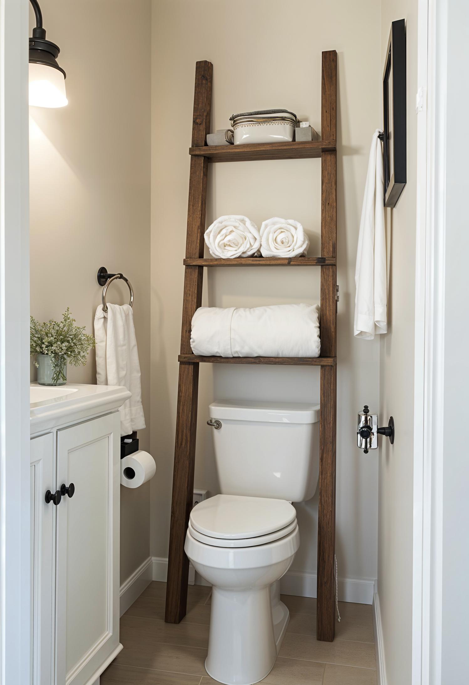 6. Functional Towel Storage: Ladder Shelf-2