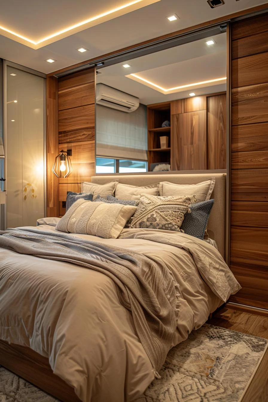 15 Clever Tiny Bedroom Ideas You Must See 32 13. Mirrored Bedroom Accent Inspiration-1