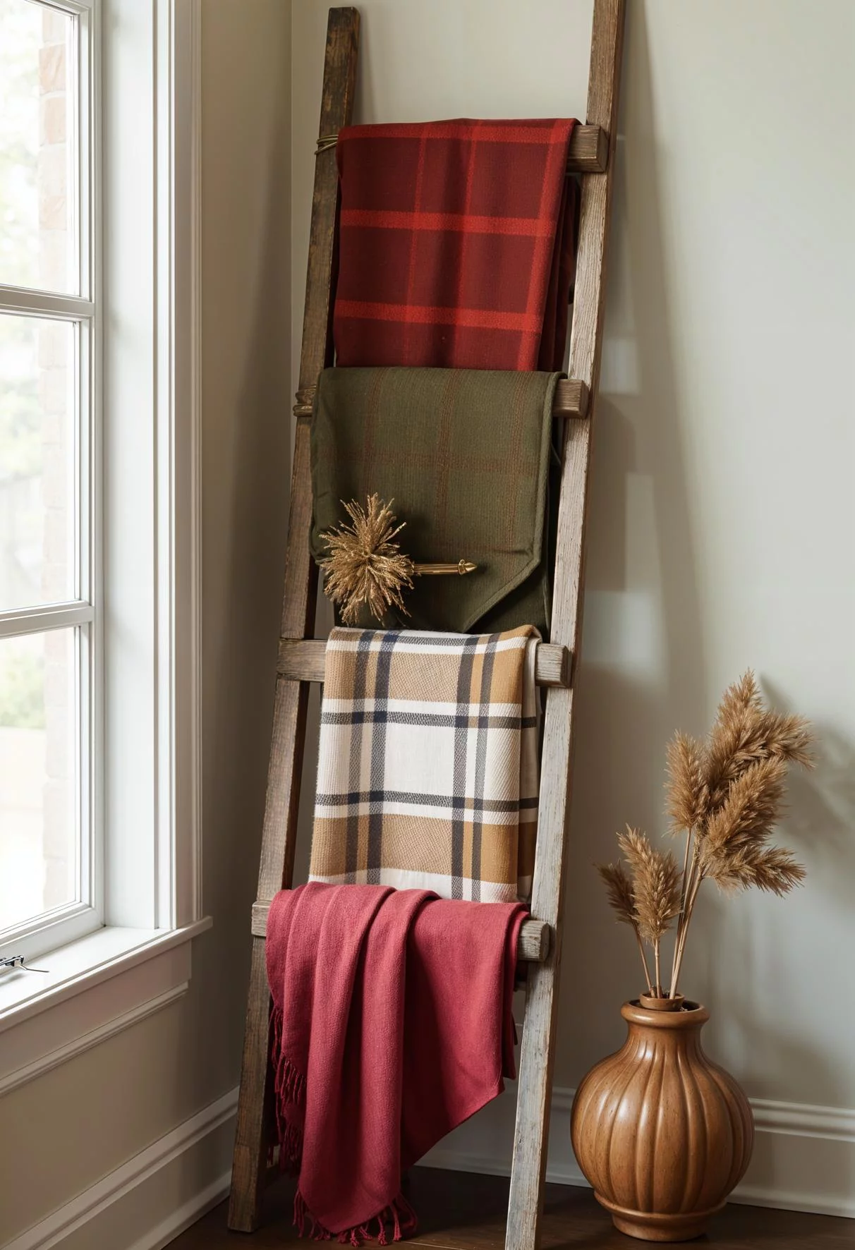 10. Rustic Blanket Display on Ladder-1