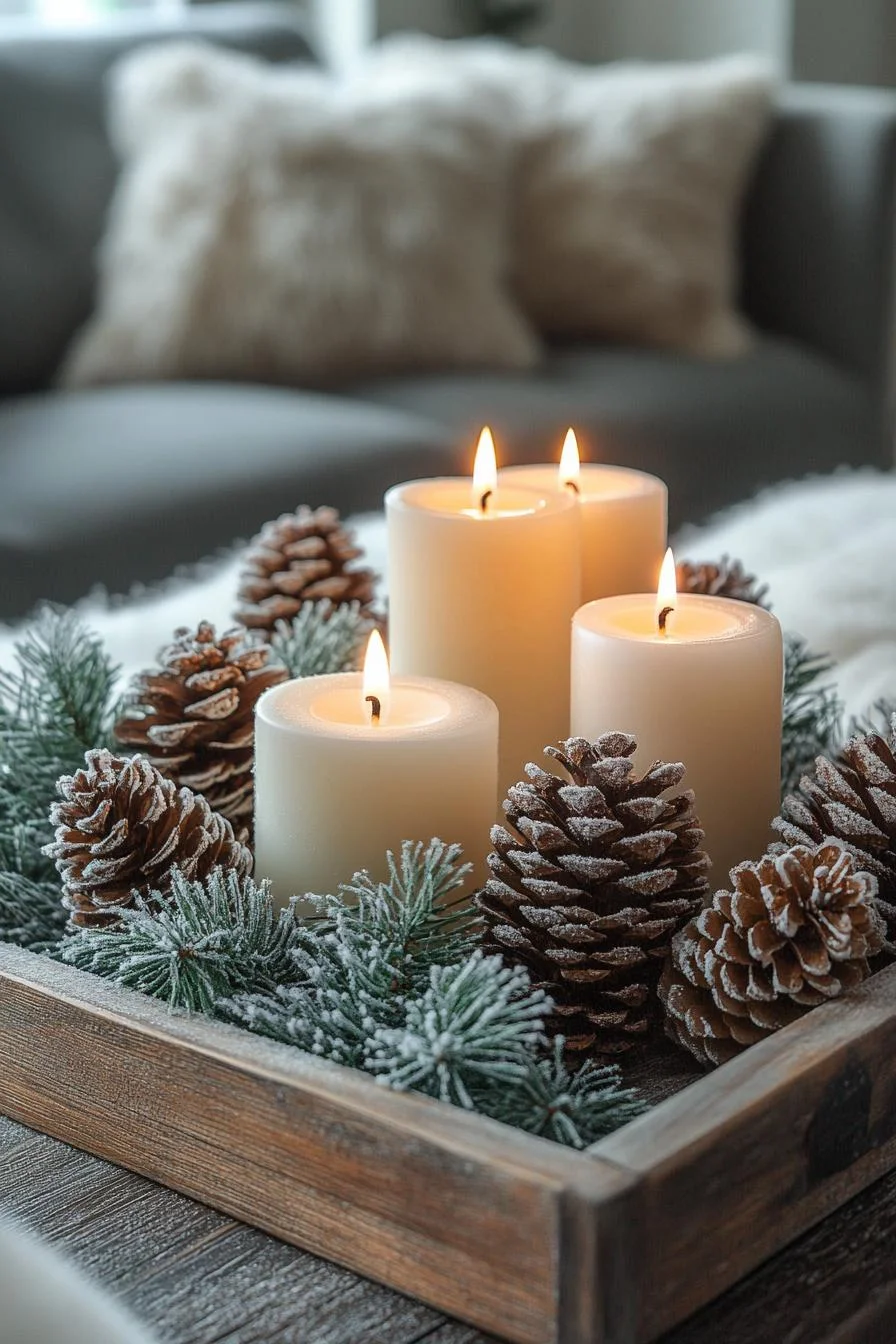 15 Unique Christmas Decor Ideas for Your Living Room 62 12. Rustic Christmas Arrangement Inspiration-1