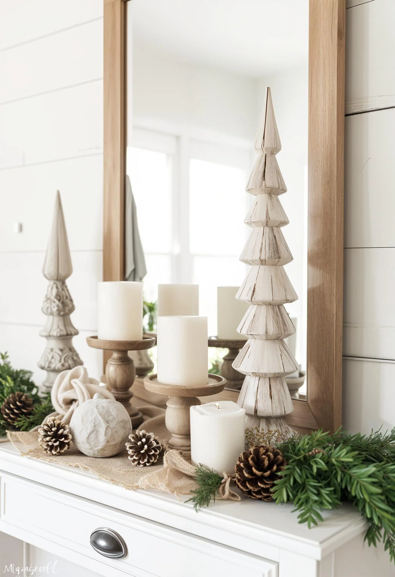 15 Unique Christmas Decor Ideas for Your Living Room 58 11. Rustic Holiday Console Table Ideas-2