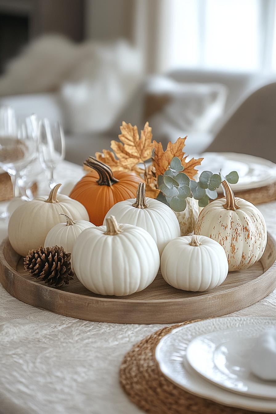 15. Rustic Pumpkin Tray Decor Ideas-1