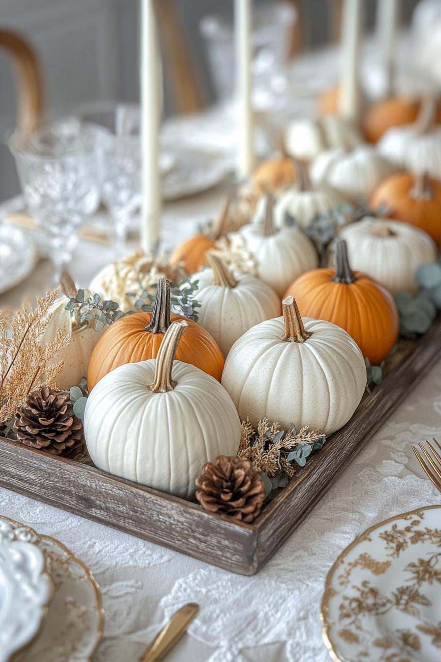 15. Rustic Pumpkin Tray Decor Ideas-2